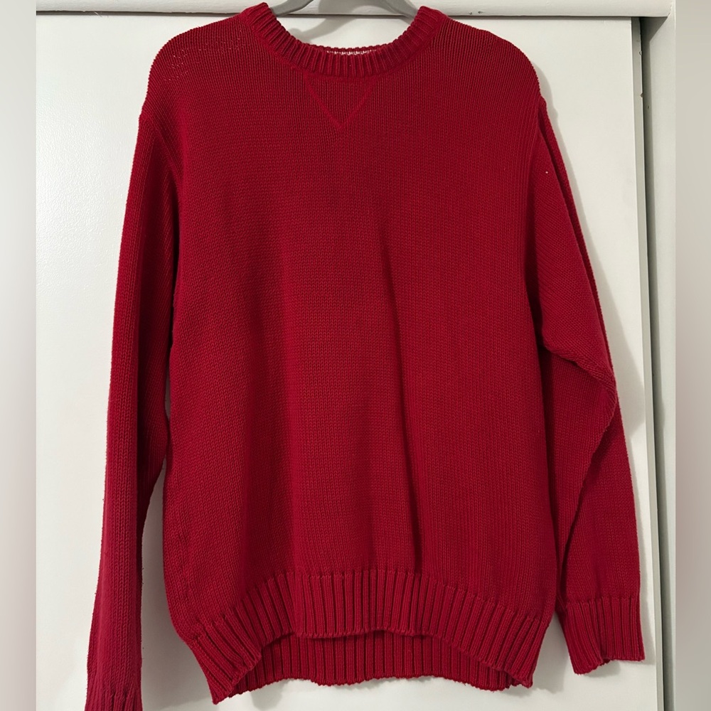 Oversized Red Grandpa Cotton Sweater